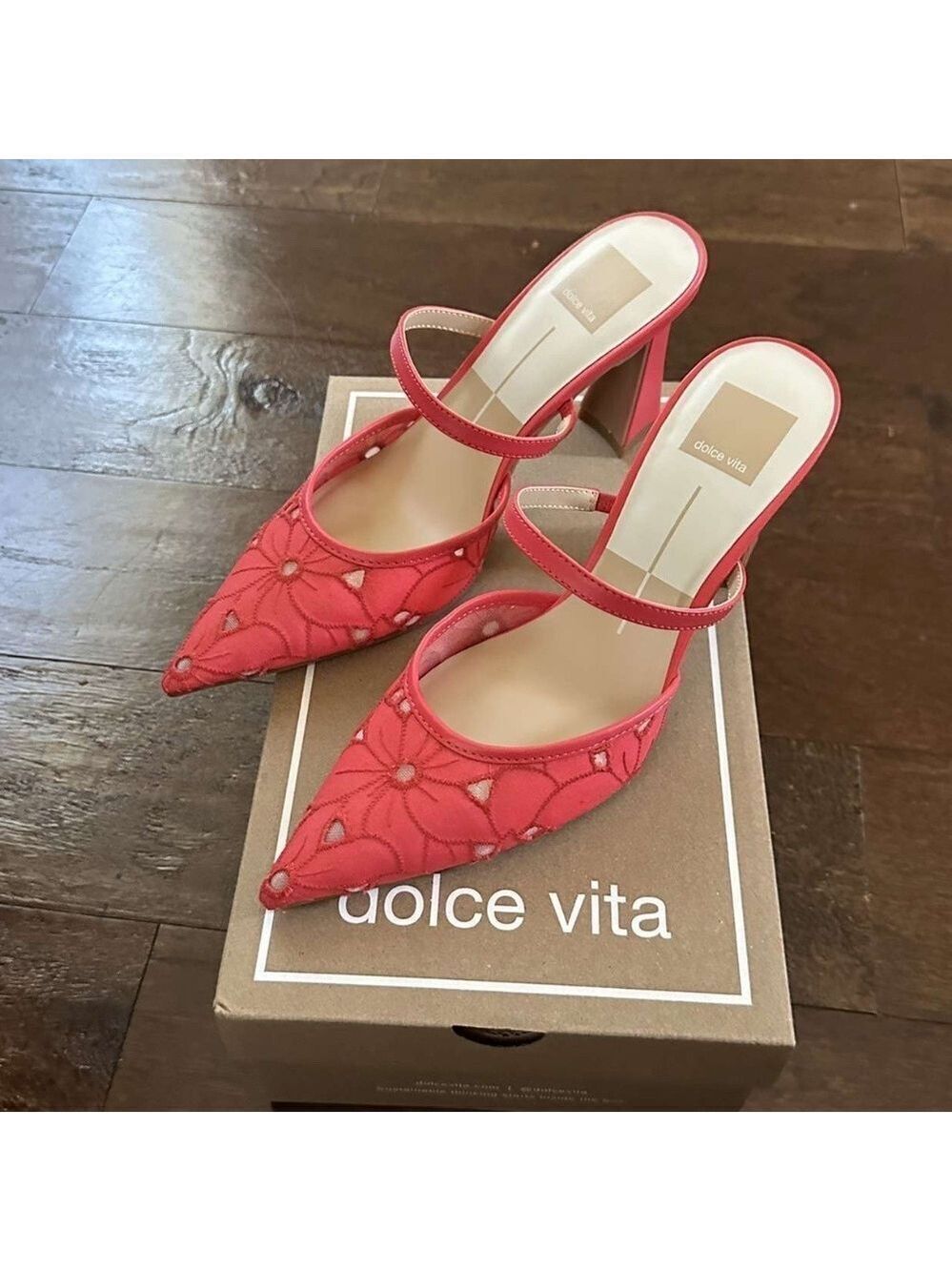 DOLCE VITA-Nalini Floral heels. 7.5- Coral Brand New - Picture 5 of 15